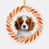 Pastel Orange Cavalier King Charles Spaniel セラミックオーナメント (正面)
