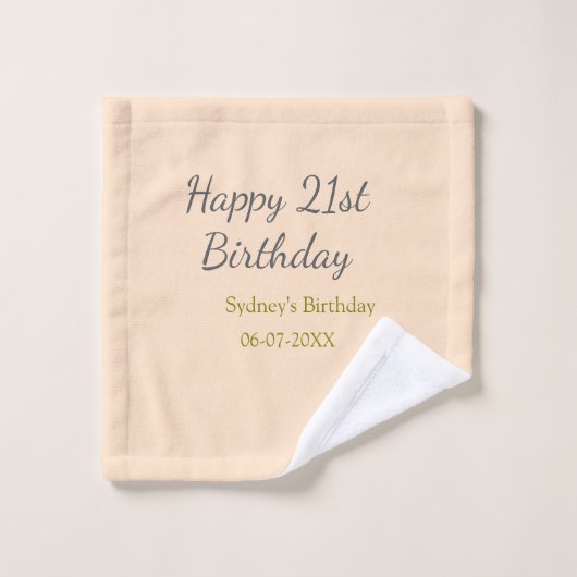 Pastel orange gray happy 21st birthday name date ウォッシュタオル (ウォッシュタオル)