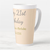 Pastel orange gray happy 21st birthday name date カフェラテマグ (右アングル)