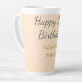 Pastel orange gray happy 21st birthday name date カフェラテマグ (左アングル)