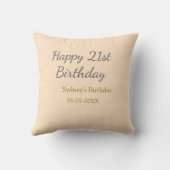 Pastel orange gray happy 21st birthday name date クッション (裏面)
