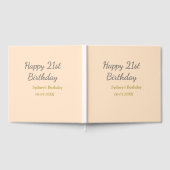Pastel orange gray happy 21st birthday name date ゲストブック (全面)