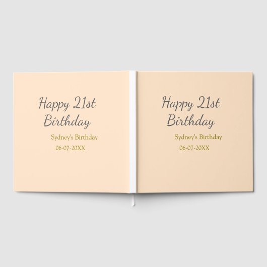 Pastel orange gray happy 21st birthday name date ゲストブック (全面)
