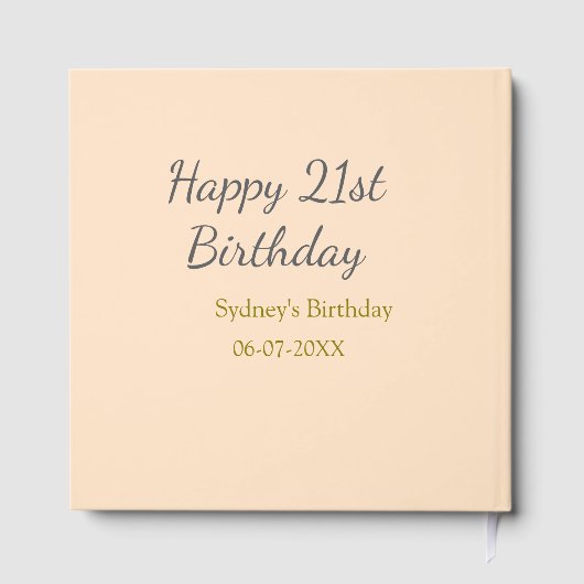Pastel orange gray happy 21st birthday name date ゲストブック (裏面)