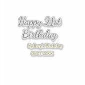 Pastel orange gray happy 21st birthday name date シール (正面)