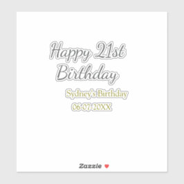 Pastel orange gray happy 21st birthday name date シール
