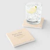 Pastel orange gray happy 21st birthday name date ストーンコースター (横)