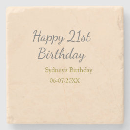 Pastel orange gray happy 21st birthday name date ストーンコースター