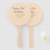 Pastel orange gray happy 21st birthday name date ハンドファン (正面&裏面)