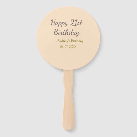 Pastel orange gray happy 21st birthday name date ハンドファン (正面)