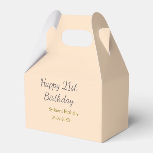 Pastel orange gray happy 21st birthday name date フェイバーボックス (正面サイド)