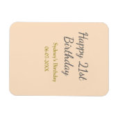 Pastel orange gray happy 21st birthday name date マグネット (横)