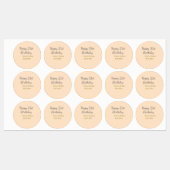 Pastel orange gray happy 21st birthday name date ラベル (シート)
