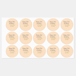 Pastel orange gray happy 21st birthday name date ラベル