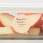 Pastel orange gray happy 21st birthday name date ラベル (貼付)