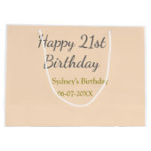 Pastel orange gray happy 21st birthday name date ラージペーパーバッグ (裏面)
