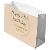 Pastel orange gray happy 21st birthday name date ラージペーパーバッグ (裏面アングル)