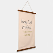 Pastel orange gray happy 21st birthday name date 吊り下げ型タペストリー (傾斜あり)