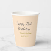 Pastel orange gray happy 21st birthday name date 紙コップ (正面)