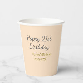 Pastel orange gray happy 21st birthday name date 紙コップ