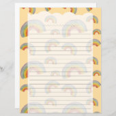 Pastel Orange Kawaii Rainbow Stationery Paper (正面/裏面)