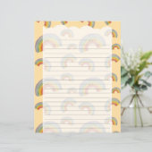 Pastel Orange Kawaii Rainbow Stationery Paper (スタンド正面)