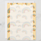 Pastel Orange Kawaii Rainbow Stationery Paper (正面)