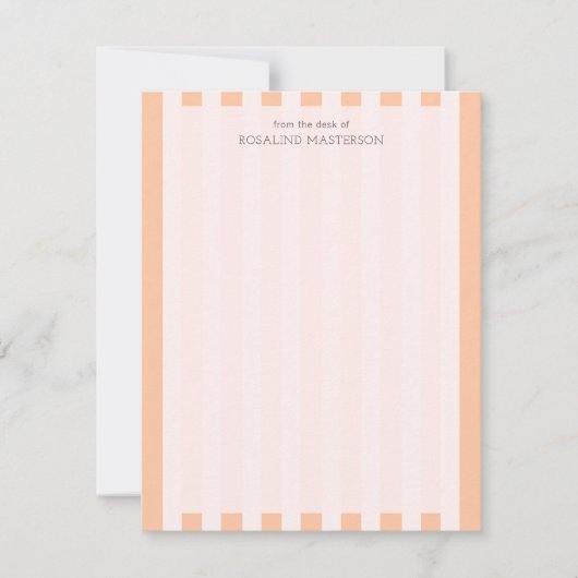 Pastel Orange Stripes Elegant Monogram ノートカード (正面)