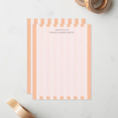 Pastel Orange Stripes Elegant Monogram ノートカード (正面/裏面インサイチュ)