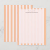Pastel Orange Stripes Elegant Monogram ノートカード (正面/裏面)