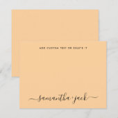 Pastel Orange Stylish Script Elegant Minimalist ノートカード (正面/裏面)