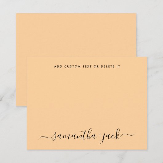 Pastel Orange Stylish Script Elegant Minimalist ノートカード (正面/裏面)