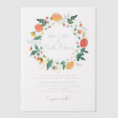 Pastel Orange Yellow Spring Dahlia Flowers Wedding ベラム紙招待状 (正面)