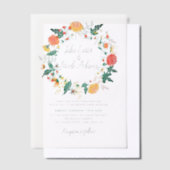 Pastel Orange Yellow Spring Dahlia Flowers Wedding ベラム紙招待状 (オフセット)