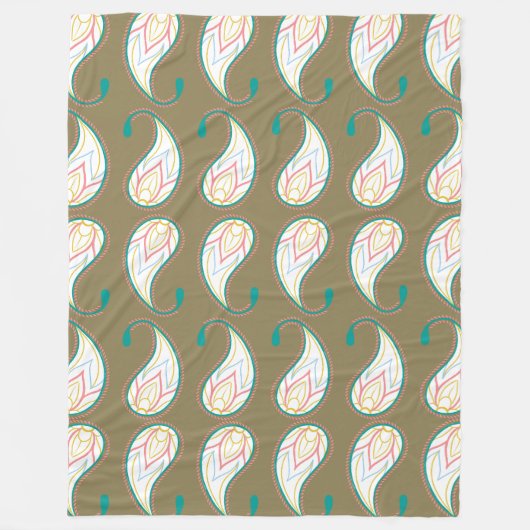 Pastel Paisley フリースブランケット (正面)