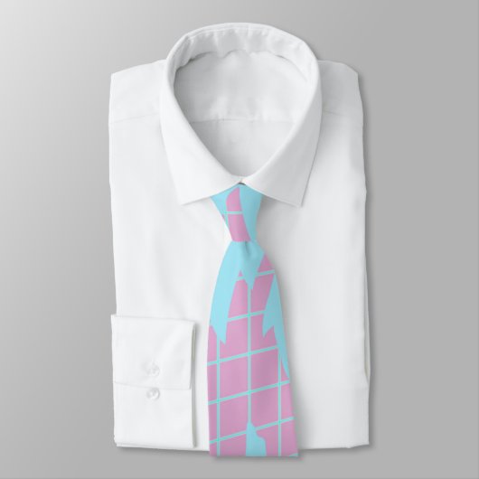 Pastel Palm Trees Grid Glitch Neck Tie ネクタイ (タイ)
