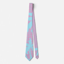 Pastel Palm Trees Grid Glitch Neck Tie