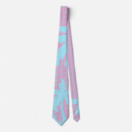 Pastel Palm Trees Grid Glitch Neck Tie ネクタイ