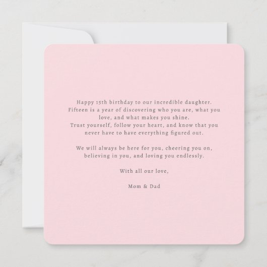 Pastel Paper-Cut Cake 15th Birthday カード (裏面)