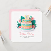 Pastel Paper-Cut Cake 15th Birthday カード (正面/裏面インサイチュ)