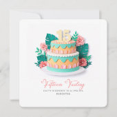 Pastel Paper-Cut Cake 15th Birthday カード (正面)