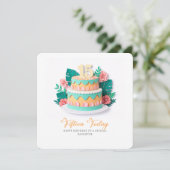 Pastel Paper-Cut Cake 15th Birthday カード (スタンド正面)