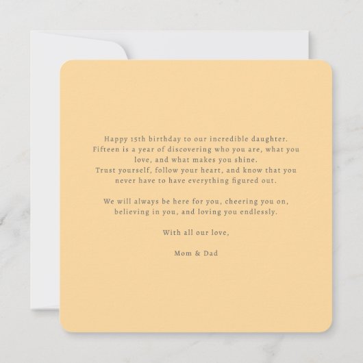 Pastel Paper-Cut Cake 15th Birthday カード (裏面)