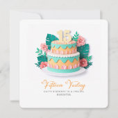 Pastel Paper-Cut Cake 15th Birthday カード (正面)