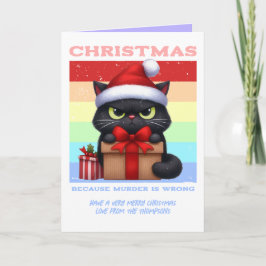 Pastel Party Panic Funny Cat Retro Christmas Photo シーズンカード