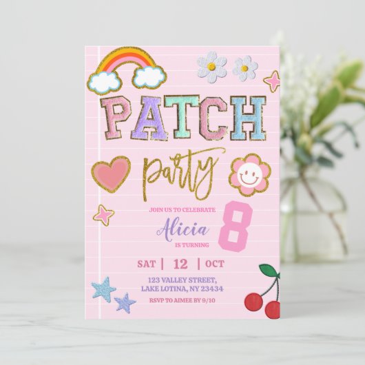 Pastel Patch Party Birthday 招待状 (スタンド正面)