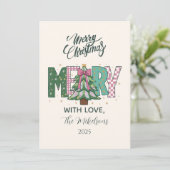 Pastel Patchwork Merry Christmas シーズンカード (スタンド正面)