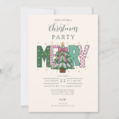 Pastel Patchwork Merry Christmas 招待状 (正面)