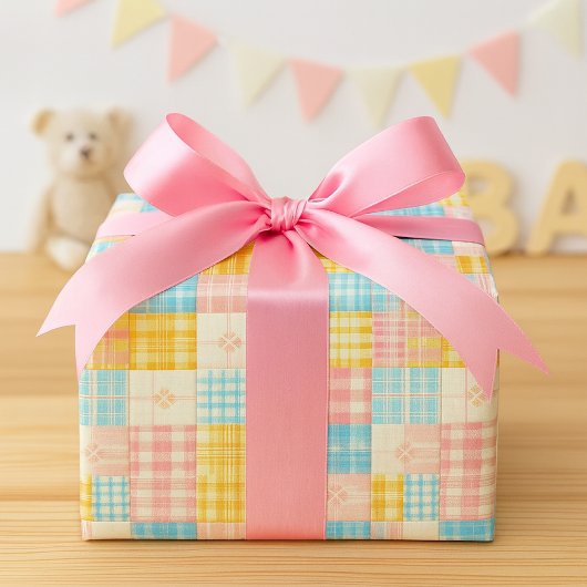 Pastel Patchwork Plaid Spring Wrapping Paper ラッピングペーパー