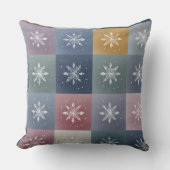 Pastel Patchwork Snowflake Floral Throw Pillow クッション (正面)